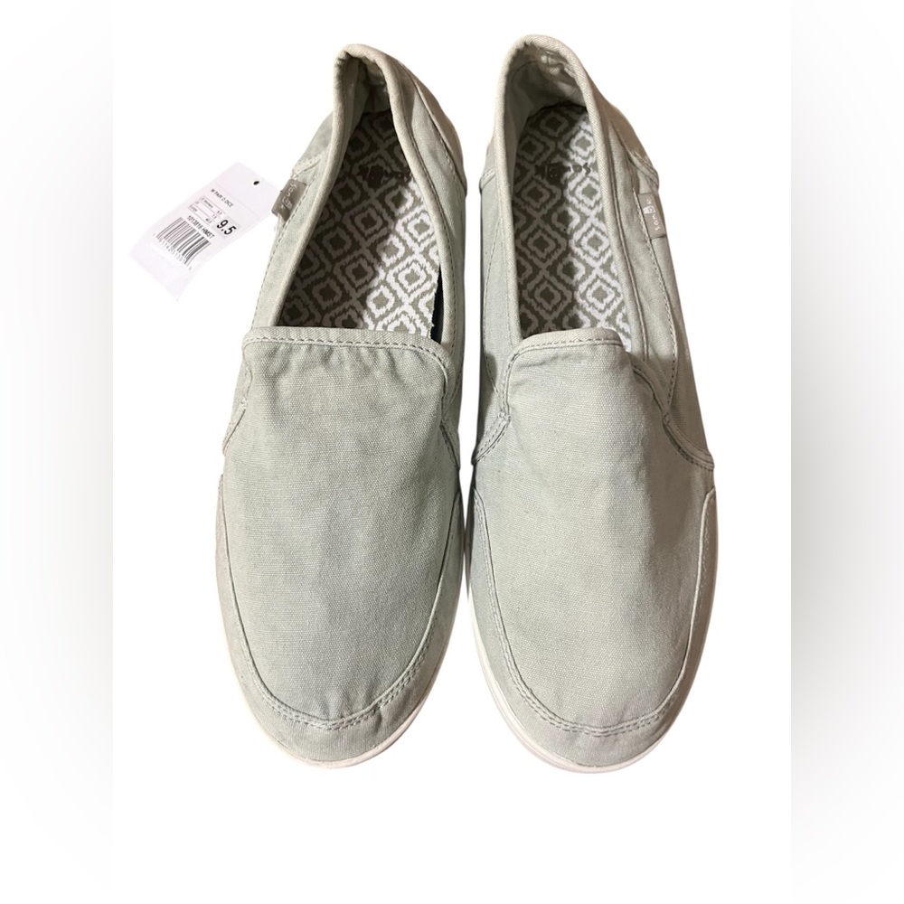 Sanuk Pair O Dice Slip On Shoes Women 9.5 Sage Canvas Casual Comfort NWT